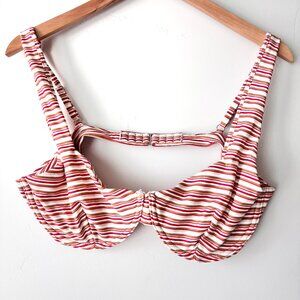 Abercrombie & Fitch Women XL Wide Strap Red Striped Underwire Bikini Top New NWT